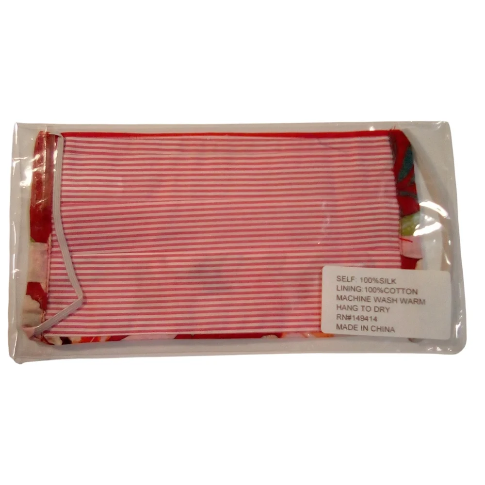 Johnny Was 100% Silk Floral Print Individual Face Mask Red Multi New